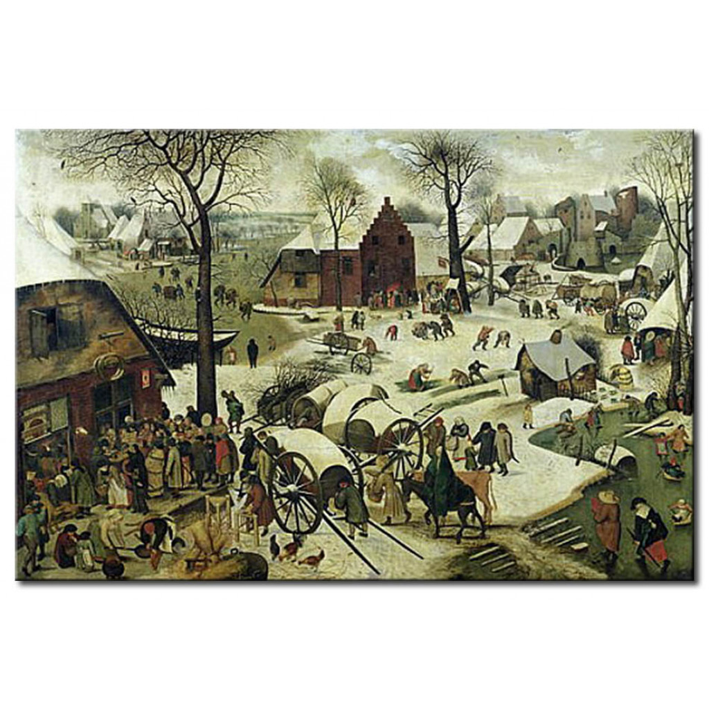 Schilderij  Pieter Bruegel The Elder: The Census At Bethlehem