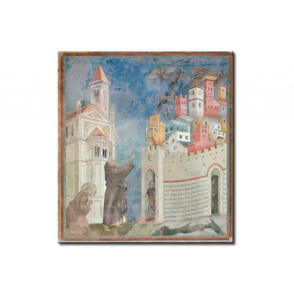 Schilderij  Giotto Di Bondone: St. Francis Frees The Town Arezzo Of The Demons