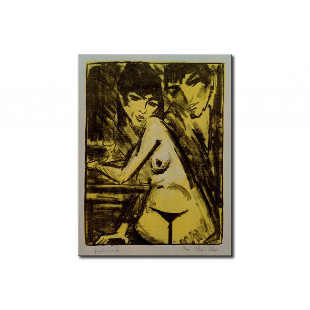 Schilderij  Otto Mueller: Paar Am Tisch