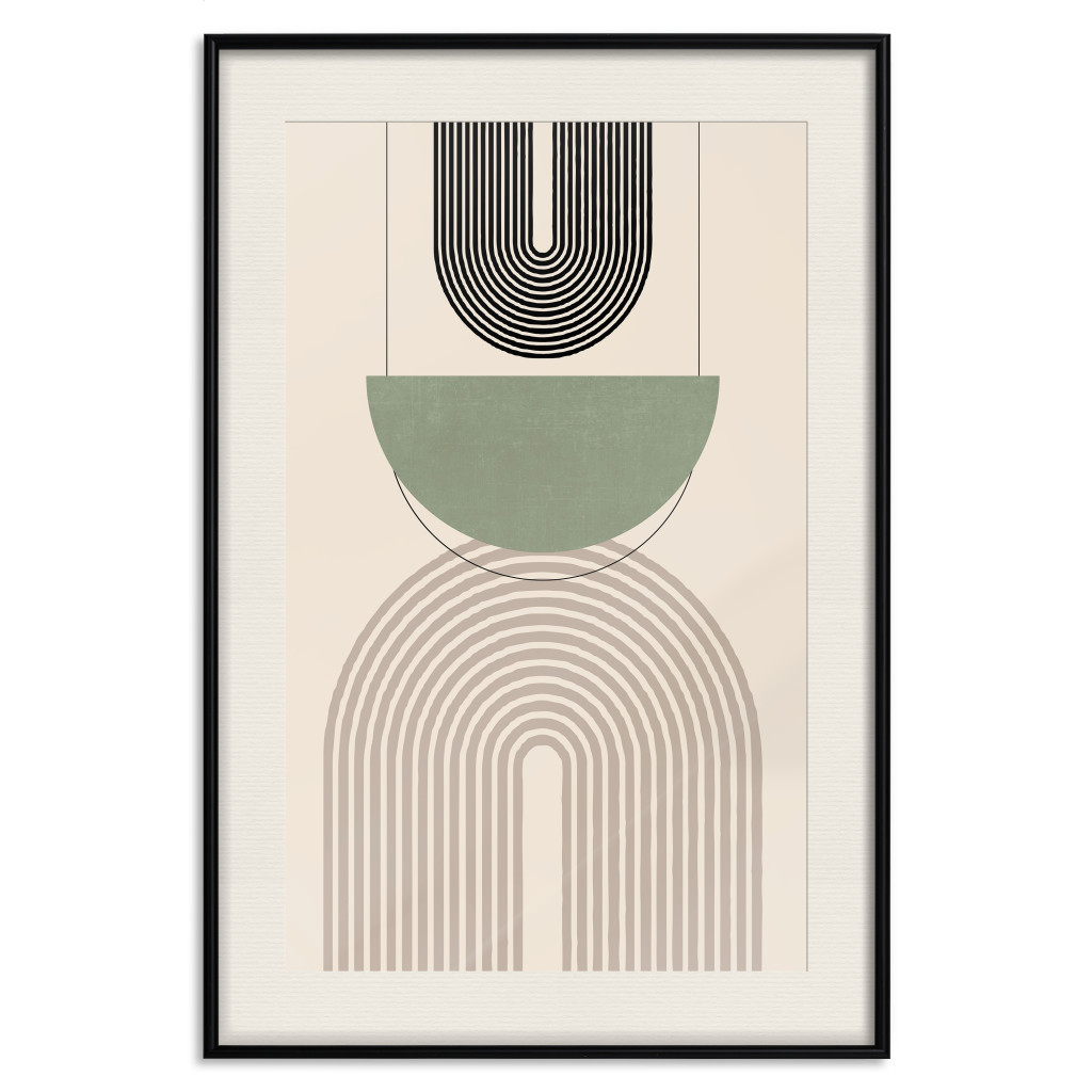 Cartaz Abstraction - Geometric Forms - Black, Brown And Green