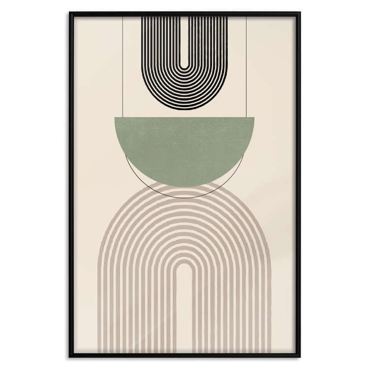 Plakat Abstrakcja - formy geometryczne - czarny, brązowy i zielony