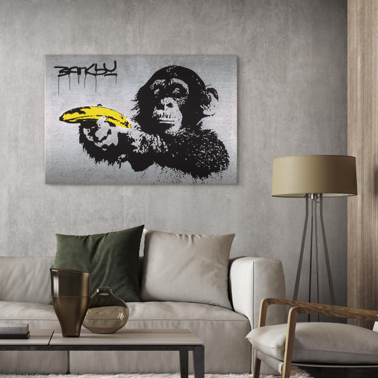 Canvas Stop or the monkey will shoot! (Banksy) 150994 additionalImage 3