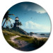 Round Canvas Safe Shore - Tropical Landscape With Lighthouse and Beach 151594