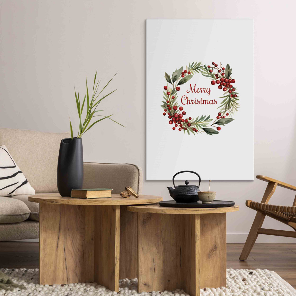 Pintura Em Tela Christmas Garland - An Inscription In English Surrounded By Watercolor Plants