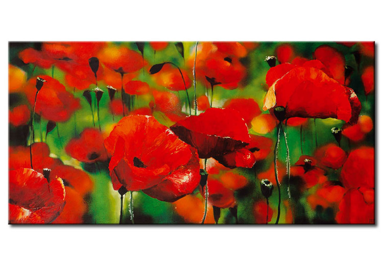 Canvas Red poppies - a meadow full of flowers of very saturated colors 47394