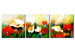 Canvas Wind on the Meadow (3-piece) - field flowers and poppies with green grass 47494