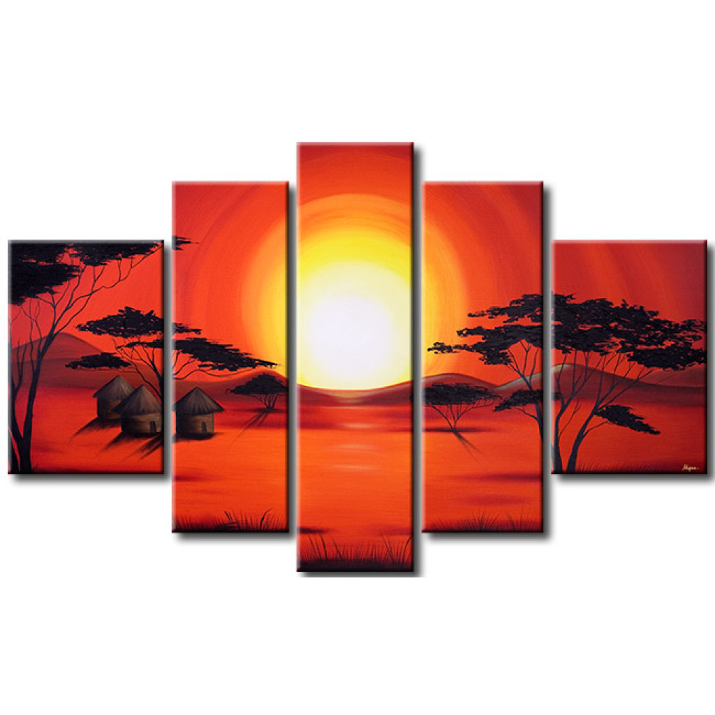 Schilderij  Afrikaanse: Rode Zonsondergang
