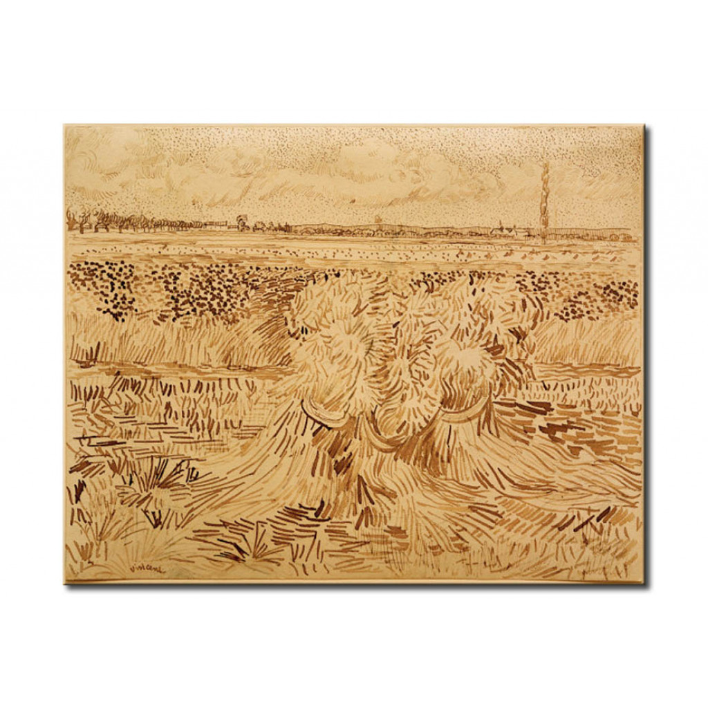 Schilderij  Vincent Van Gogh: Wheat Field With Sheaves