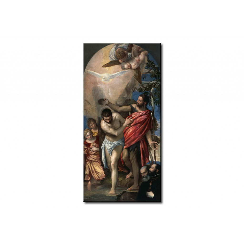 Tavla The Baptism Of Christ With Donor Portraits Of Bartolomeo Stravazino And His Son Giovanni