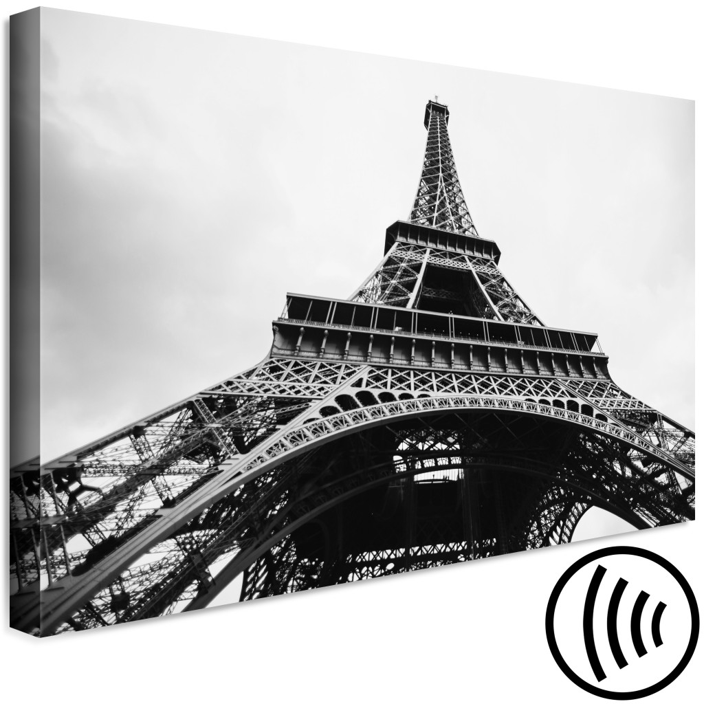Quadro Ícone De Paris (1 Peça) - Arquitetura Em Preto E Branco Da Torre Eiffel