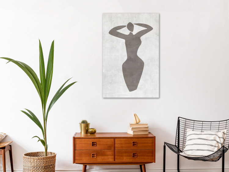 Cuadro moderno Mujer con las manos levantadas - gráfico en blanco y negro estilo boho 134205 additionalImage 3