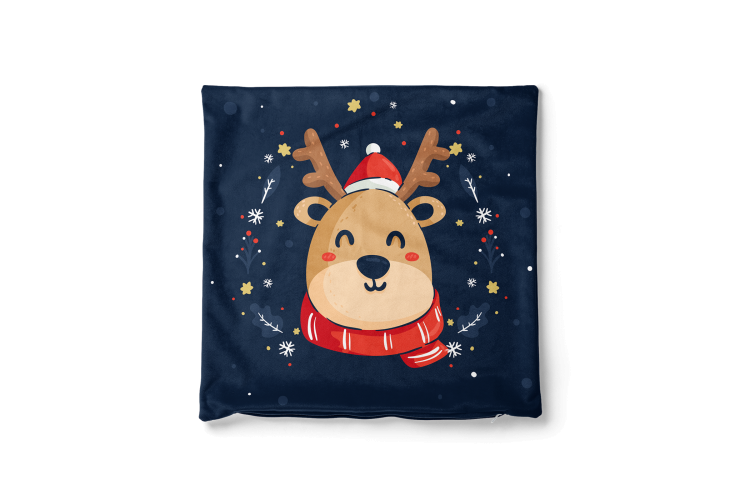 Decorative Velor Pillow Smiling reindeer - an animal wearing a festive scarf and Santa hat 148505 additionalImage 3