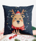 Decorative Velor Pillow Smiling reindeer - an animal wearing a festive scarf and Santa hat 148505 additionalThumb 4