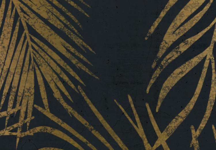 Round Canvas Golden Palm Tree - Plant Leaves on a Dark Background Variant 3 148705 additionalImage 3
