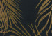 Round Canvas Golden Palm Tree - Plant Leaves on a Dark Background Variant 3 148705 additionalThumb 3