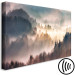 Obraz Las we mgle - górzysty krajobraz z drzewami o wschodzie słońca 149805 additionalThumb 6