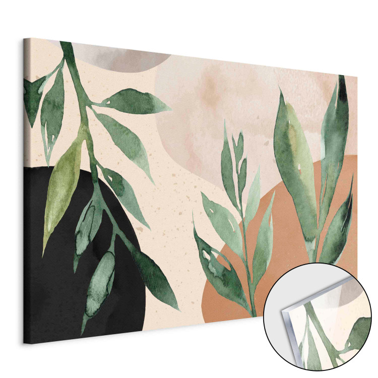 Acrylic Print Harmony of Nature - Composition With Leaves on an Abstract Background [Glass] 151505