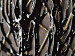 Toile déco Fantaisie du temps (3 pièces) - abstraction dorée avec fil noir 48205 additionalThumb 2