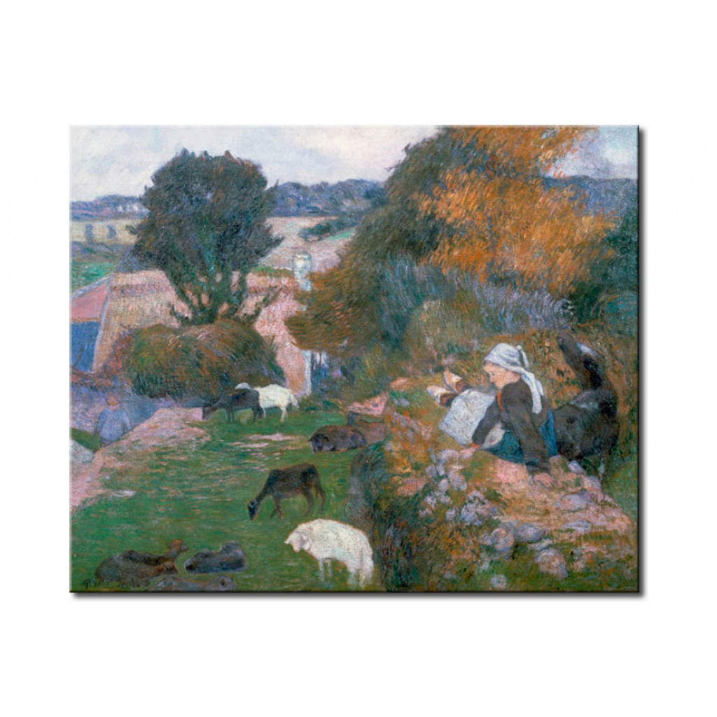 Schilderij  Paul Gauguin: Eine Ihre Herde H}tende Hirtin