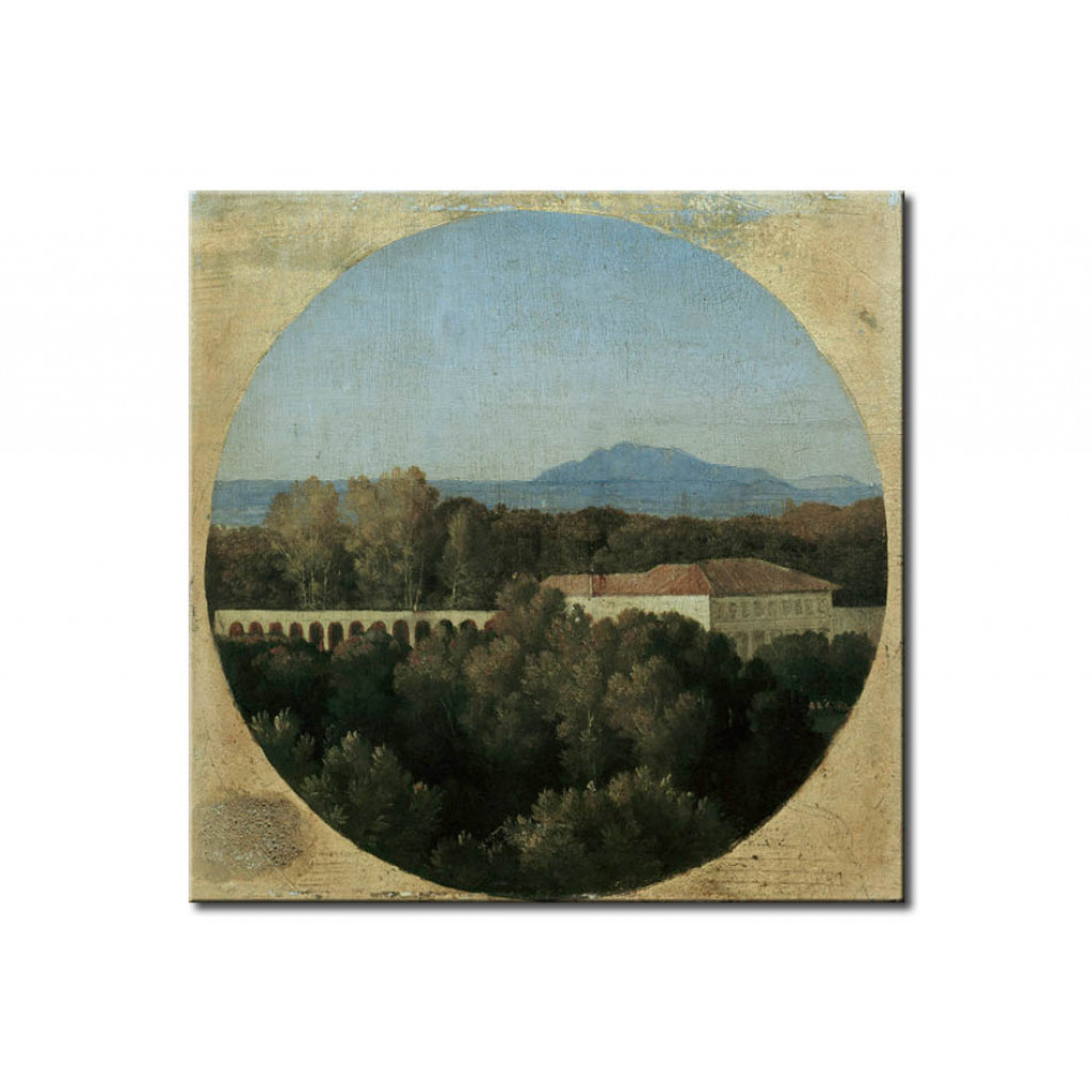Schilderij  Jean-Auguste-Dominique Ingres: Roman Landscape With Acuaduct Of The Villa Borghese