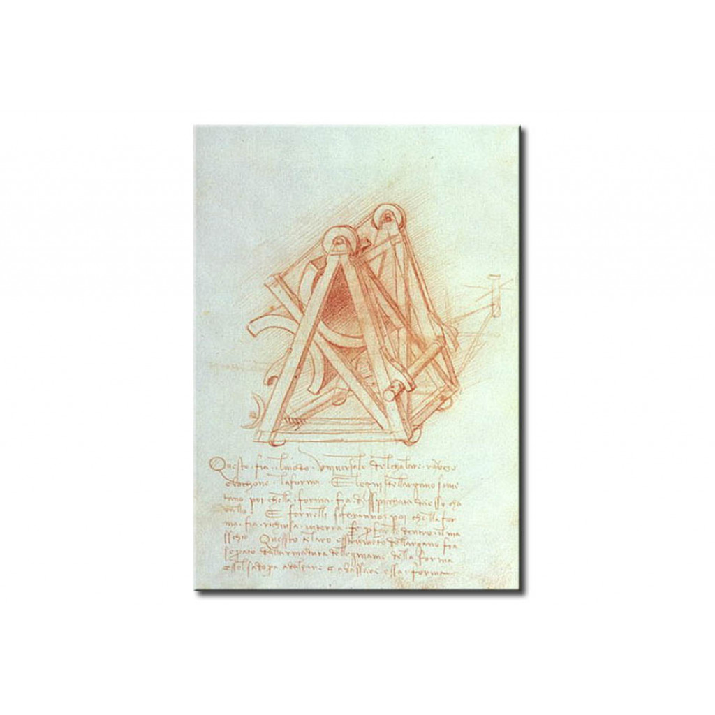 Schilderij  Leonardo Da Vinci: Study Of The Wooden Framework With Casting Mould For The Sforza Horse, Fol.