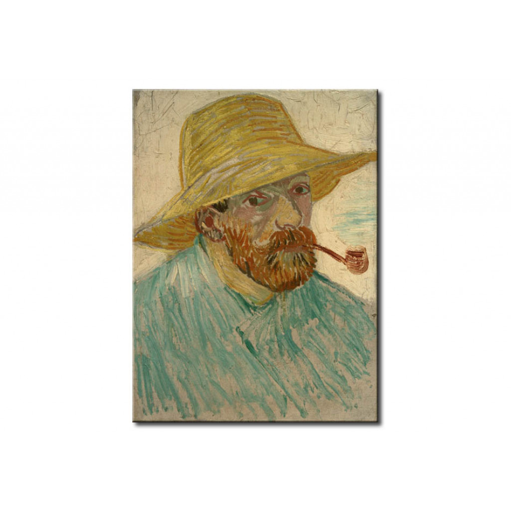 Schilderij  Vincent Van Gogh: Self-Portrait With Pipe And Straw Hat