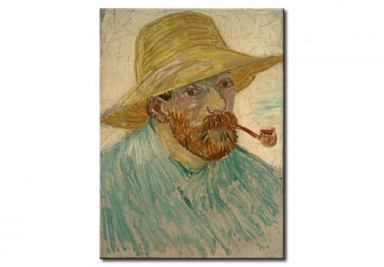 Reproduction sur toile Autoportrait avec pipe et chapeau de paille 52305