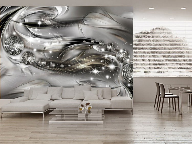 Mural Estrada Estelar - Composição de ondas abstratas com diamantes e brilho 62105