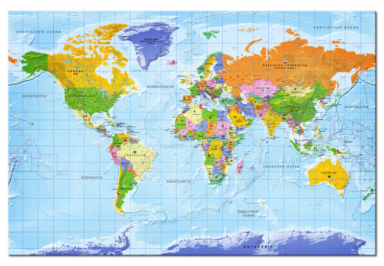 Prikbord World Map: Countries Flags [Cork Map - German Text] 105615 additionalImage 2