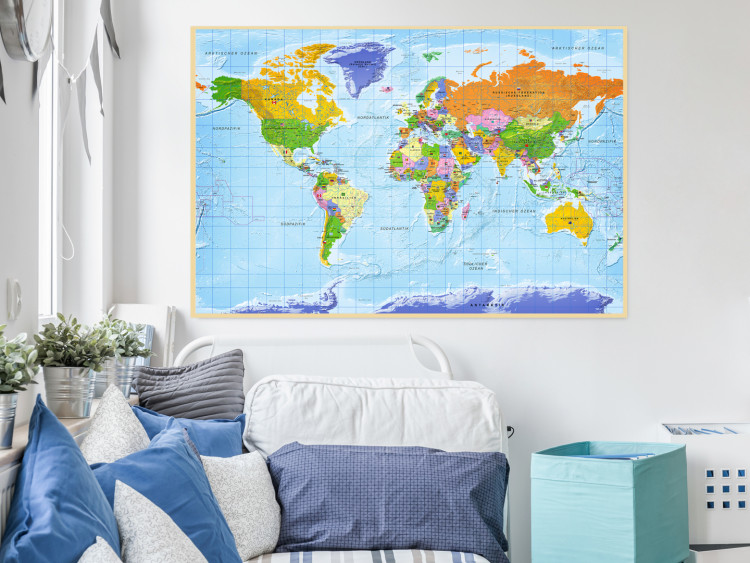 Tablero decorativo en corcho World Map: Countries Flags [Cork Map - German Text] 105615 additionalImage 5
