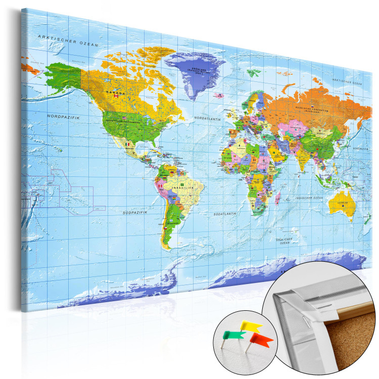 Prikbord World Map: Countries Flags [Cork Map - German Text] 105615