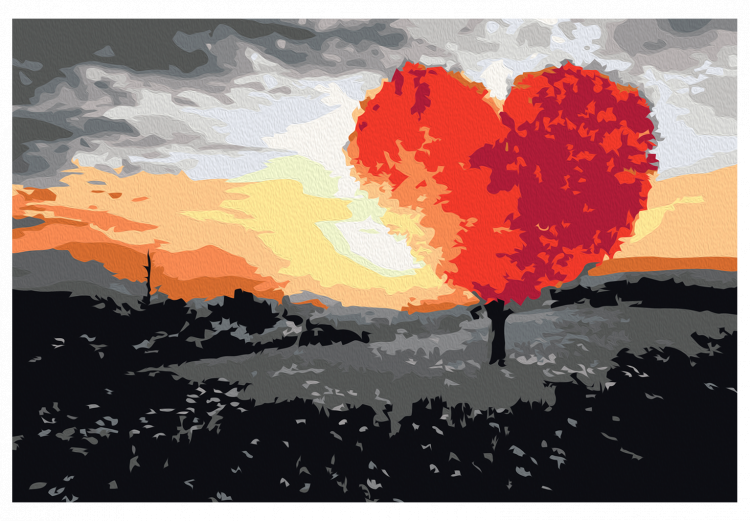Obraz do malowania po numerach Drzewo w kształcie serca (wschód słońca) 107515 additionalImage 7