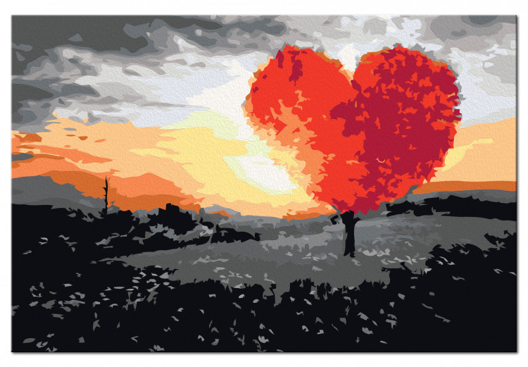 Obraz do malowania po numerach Drzewo w kształcie serca (wschód słońca) 107515 additionalImage 6