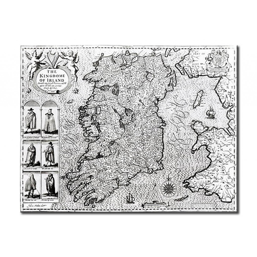 Tavla The Kingdom Of Ireland, Engraved By Jodocus Hondius