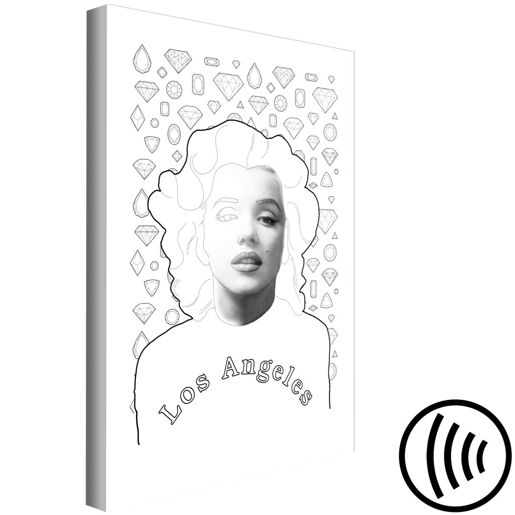Schilderij  Vrouwen: Marilyn Monroe - LA Pop-art Ster Op Een Diamanten Achtergrond