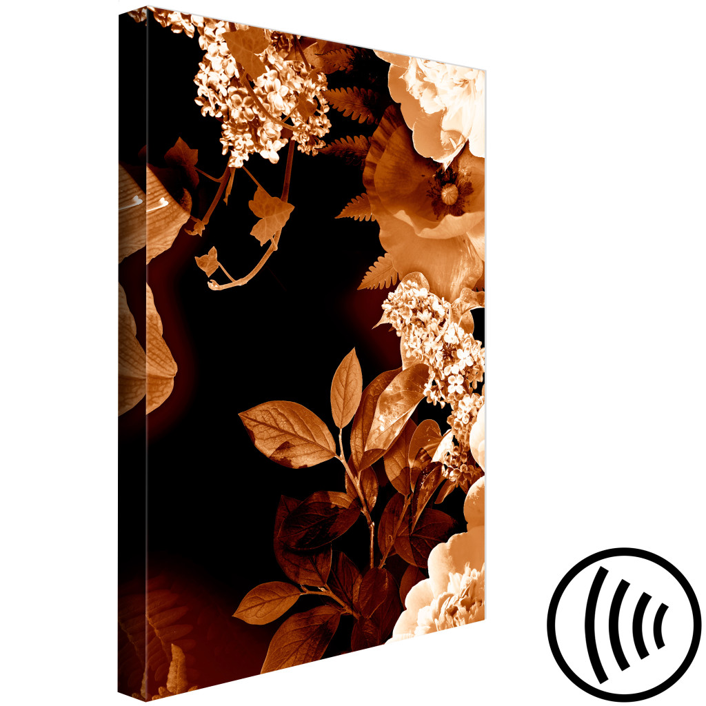 Schilderij  Andere Bloemen: Herfst Bloemencompositie - Floristisch Motief In Sepia En Wit