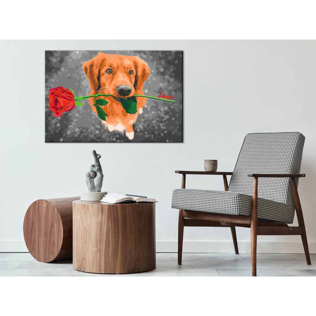 Obraz Do Malowania Po Numerach Pies Z Różą