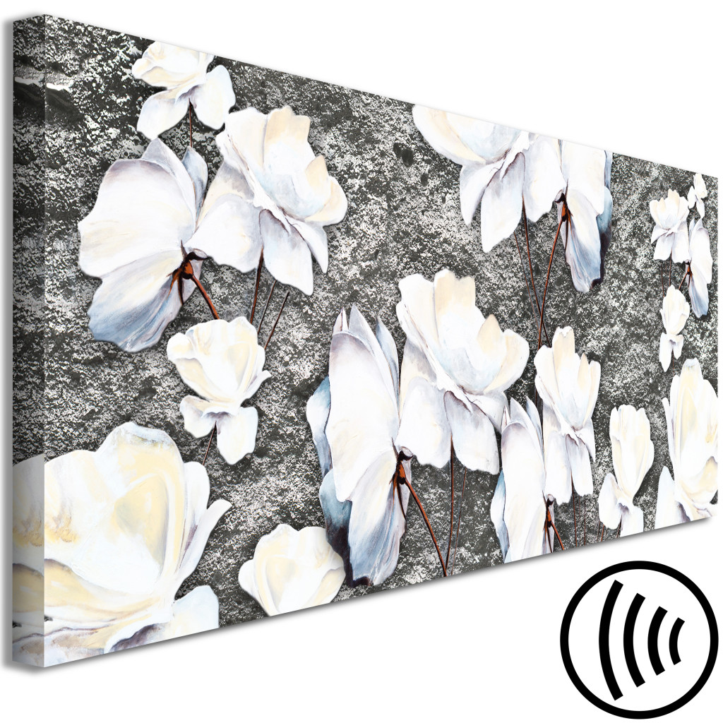 Obraz Białe Maki - Abstrakcja Z Kwiatów Na Tle Imitującym Beton