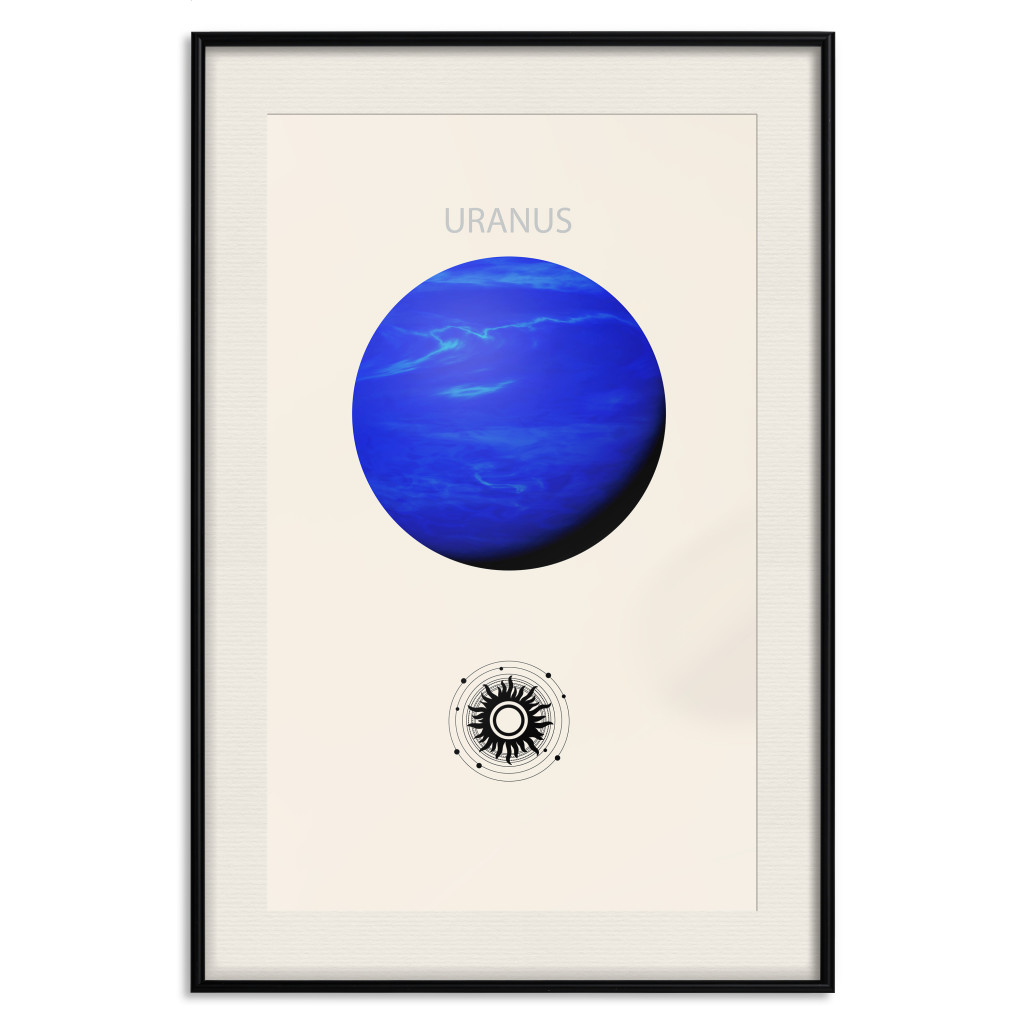 Plakat: Niebieski Uran - Olbrzym Gazowy Z Układem Słonecznym W Tonacjach Błękitu