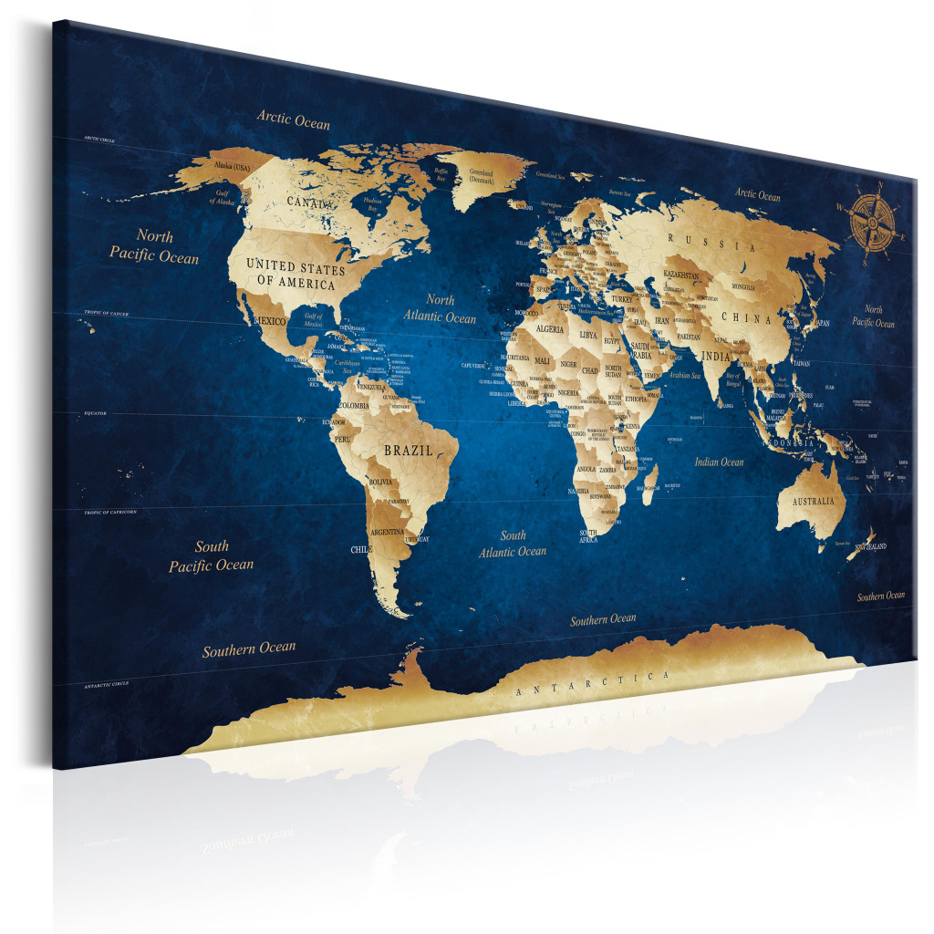 Schilderij World Map: Deep Blue [Large Format]