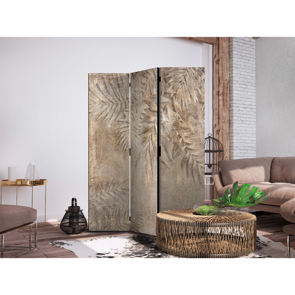 Biombo Decorativo Sketch Of Palm Leaves - Beige Composition With A Plant Motif [Room Dividers]