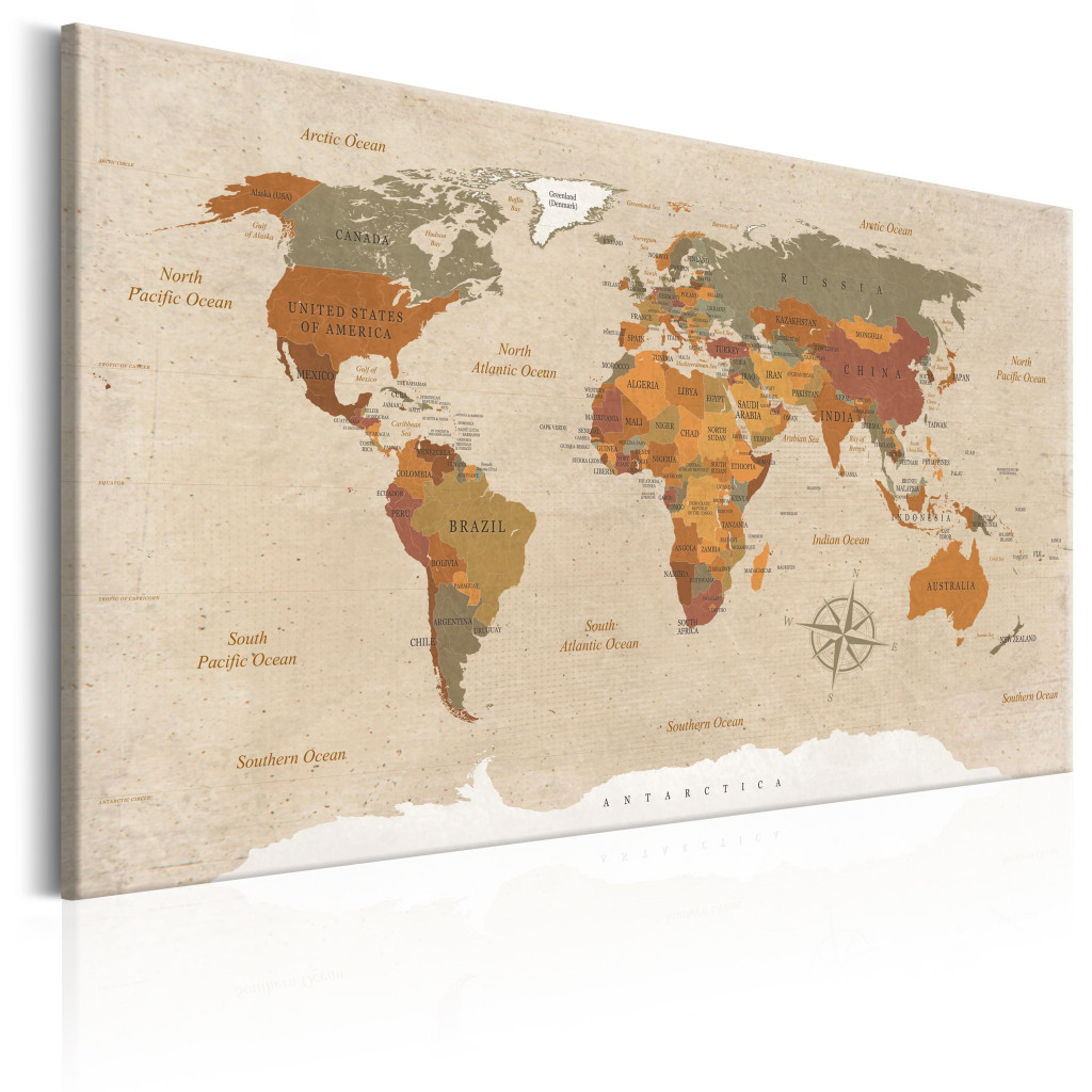 Schilderij World Map: Beige Chic [Large Format]
