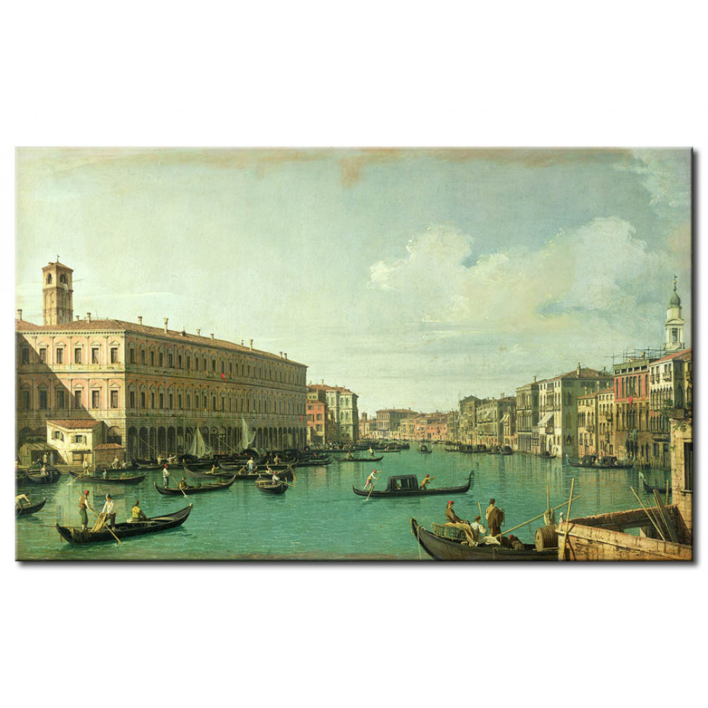 Schilderij  Canaletto: The Grand Canal From The Rialto Bridge