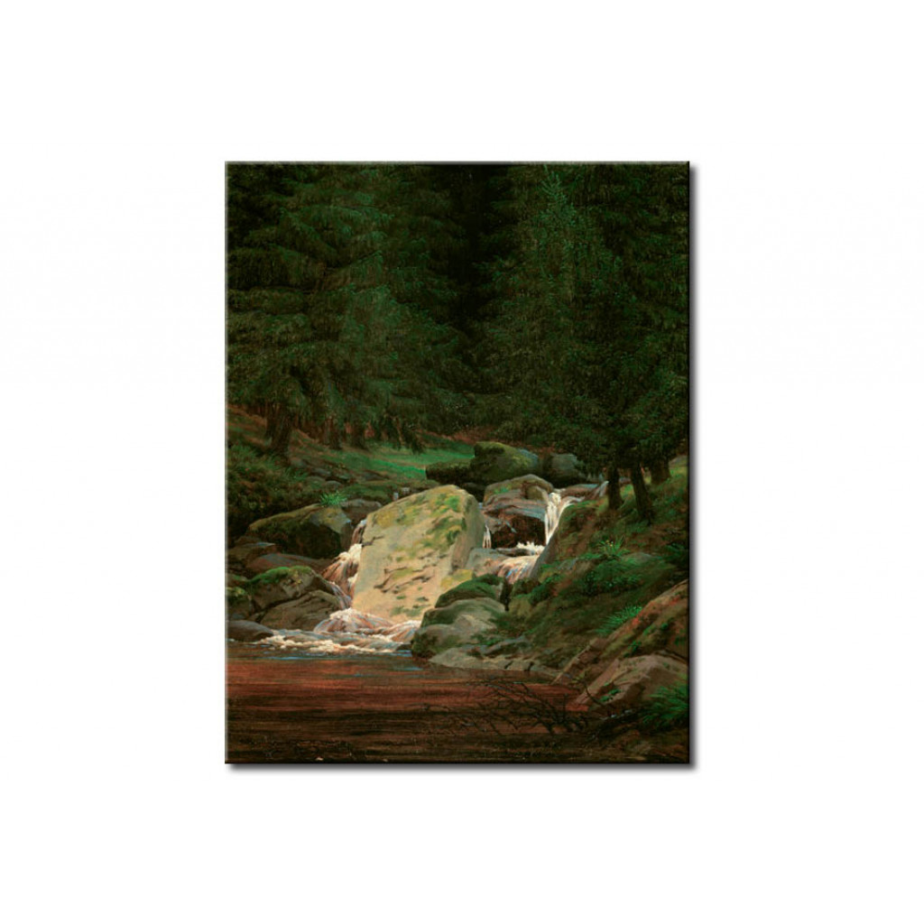 Schilderij  Caspar David Friedrich: Waterfall In The Fir Wood