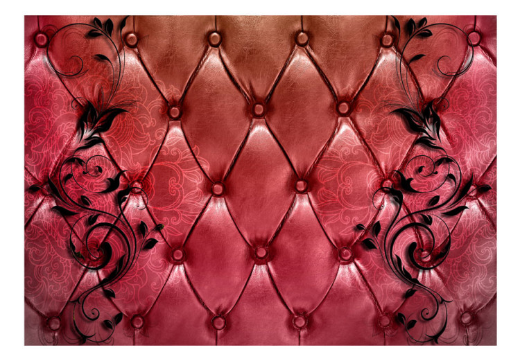 Fototapeta Czerwona majestatyczność - tkanina o skórzanej teksturze z deseniami 61015 additionalImage 1