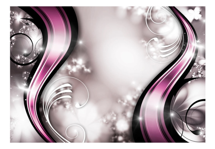 Carta da parati moderna Fantasia Viola - pattern di ornamenti su sfondo grigio luminoso 97115 additionalImage 1