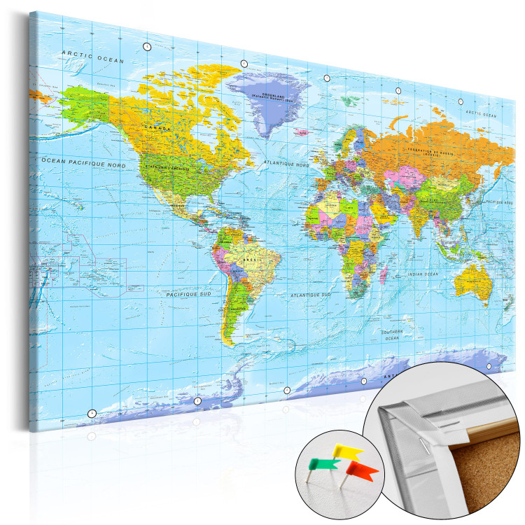 Decoratief prikbord World Map: Orbis Terrarum [Cork Map - French Text] 105925