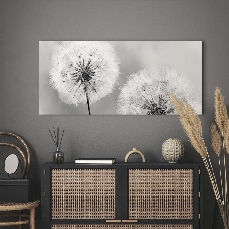 Canvas Fluffy Dandelions (1 Part) Grey Wide 107225 additionalImage 3