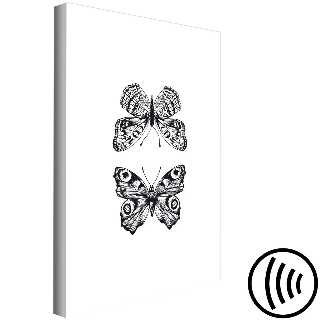 Schilderij  Jeugd: Vlinders In Liefde - Twee Zwart-witte Vlinders