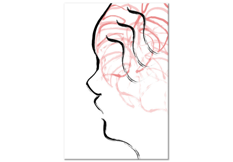Canvas Leafy thoughts - contour of the face profile with an abstract accent 119225